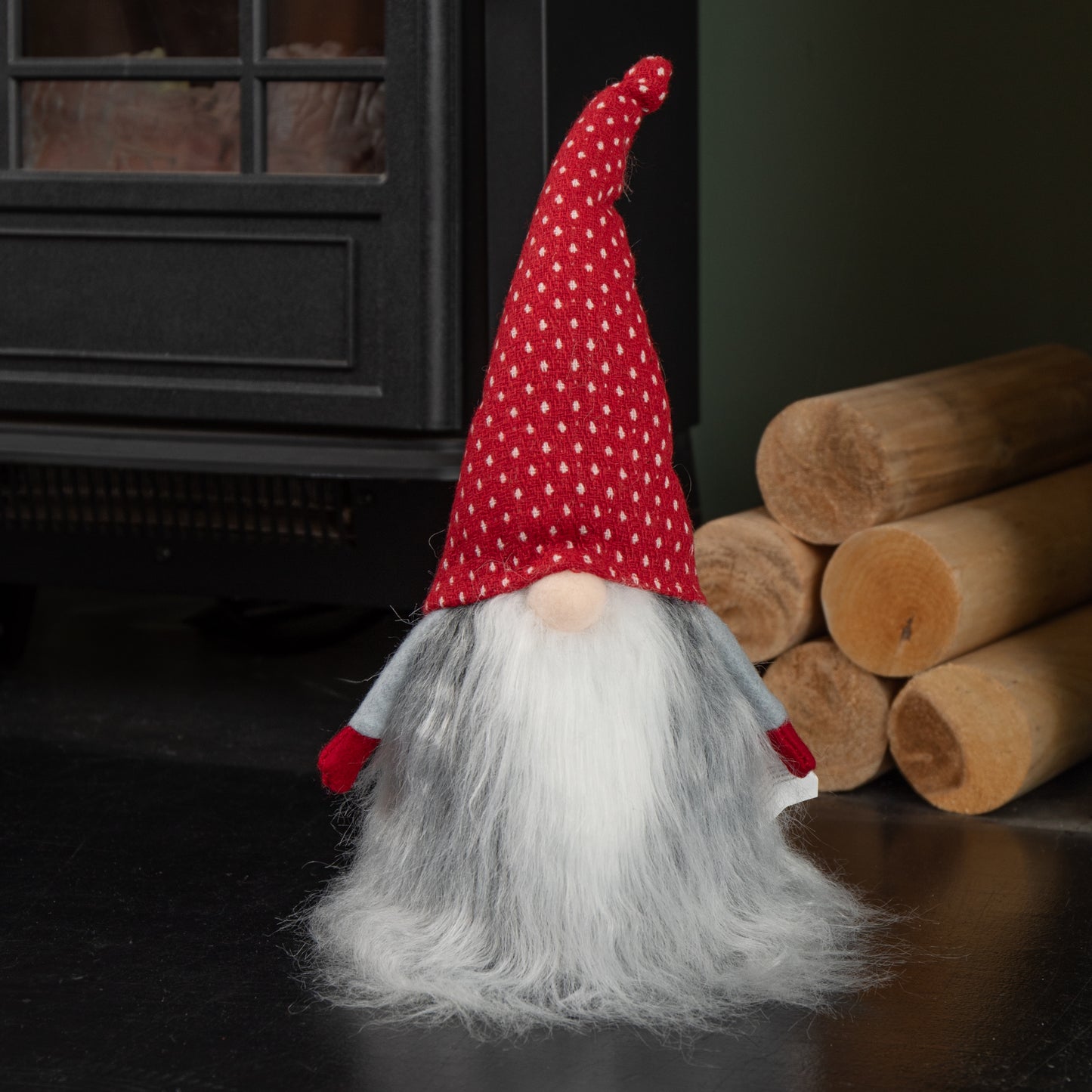 34cm Festive Gonk Cuddly Santa Indoor Christmas Plush Decoration in Spotty Hat