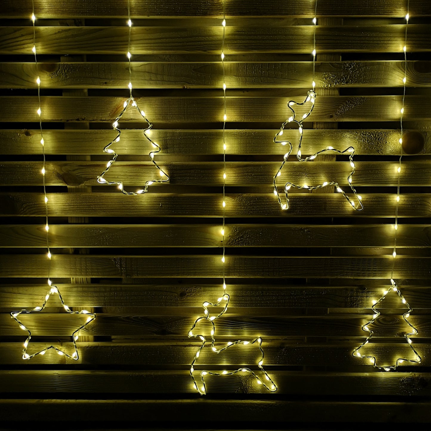 1.2m Light up Festive Curtain Christmas Lights with Warm White LEDs
