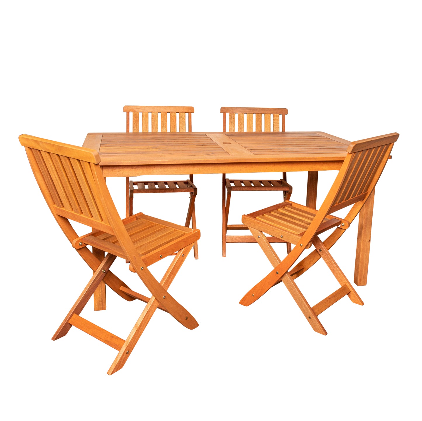 Outdoor 4 Person Rectangular Wooden Garden Patio Dining Table Chairs Set
