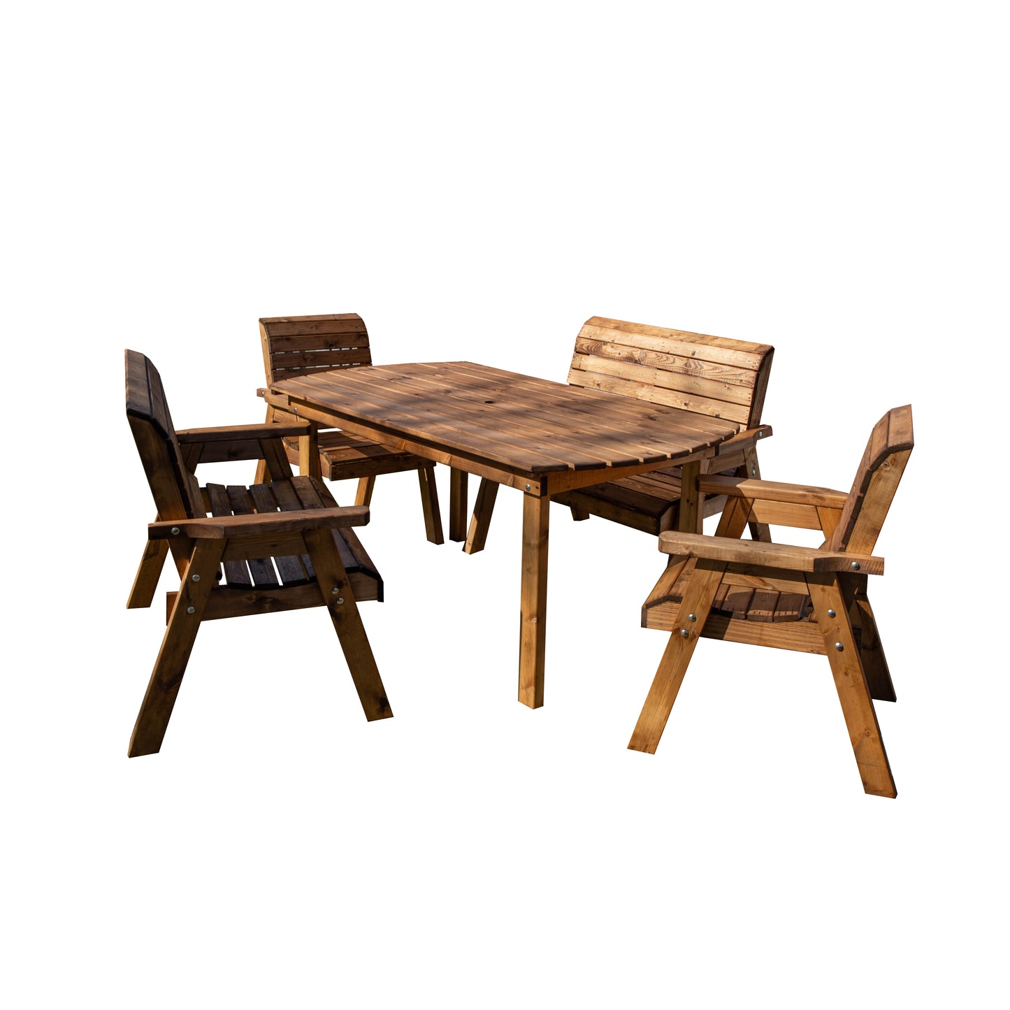 Handmade 6 Seater Chunky Rustic Wooden Garden Furniture Table and Chairs Set