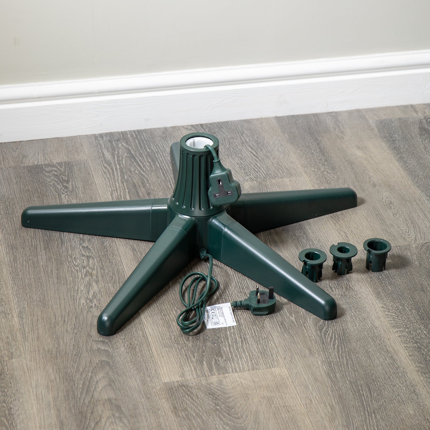 20cm x 65cm Green Rotating Christmas Tree Stand for 2.4m Max Tree Height