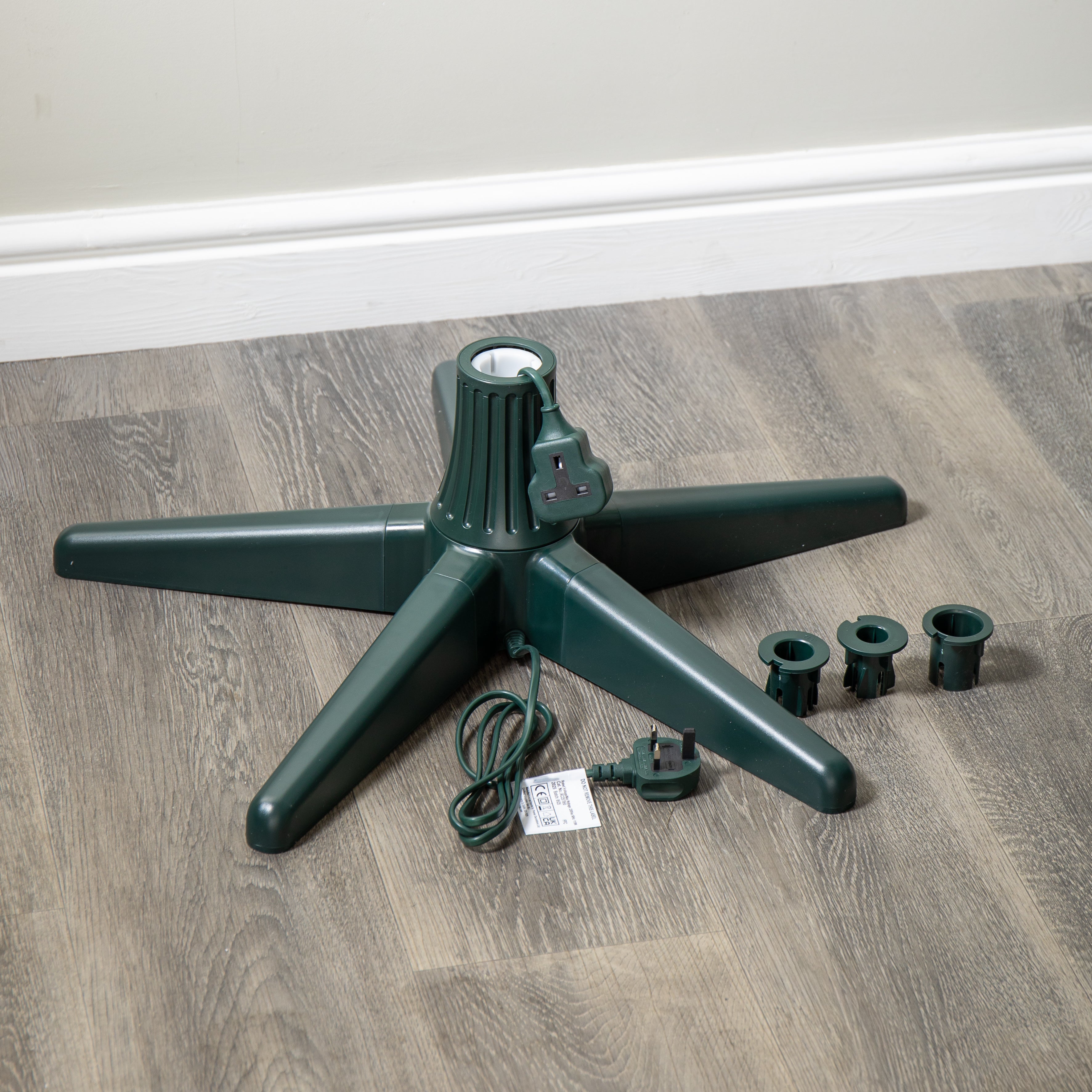 20cm x 65cm Green Rotating Christmas Tree Stand for 2.4m Max Tree Height