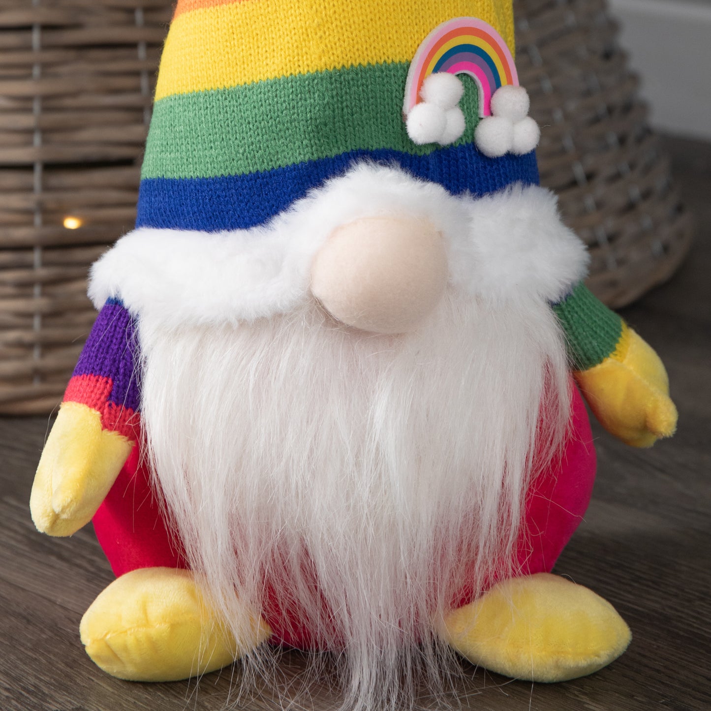 45cm Sitting Plush Christmas Gonk Decoration in Rainbow