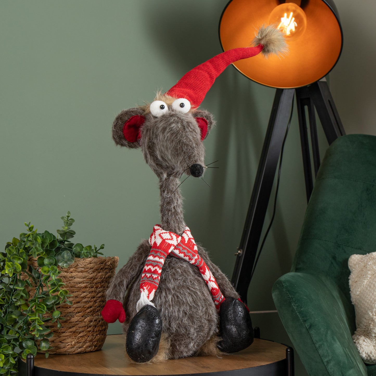 67cm Grey Plush Sitting Rat A Louis Christmas Decoration