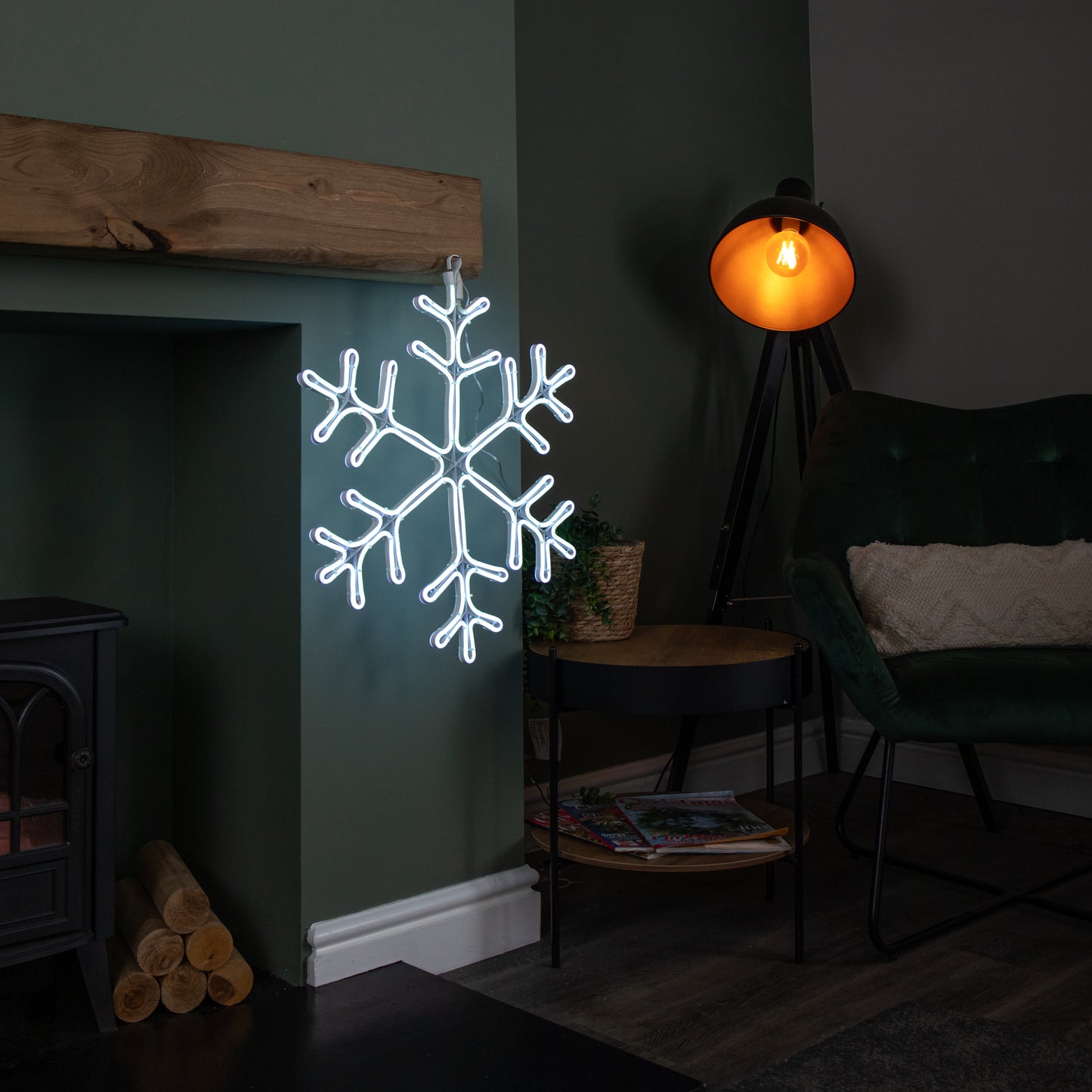 59cm x 56cm Light up Neon Flex Christmas Snowflake with Blue & White LEDs