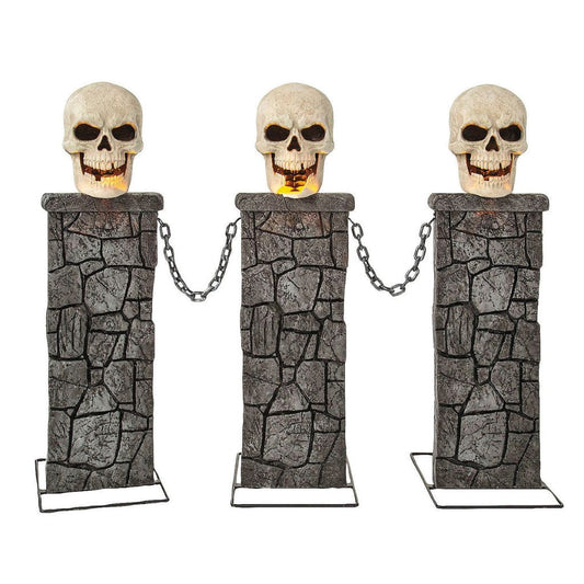 90cm x 1.2m Battery Powered Light Up Halloween Skull Fence with LEDs