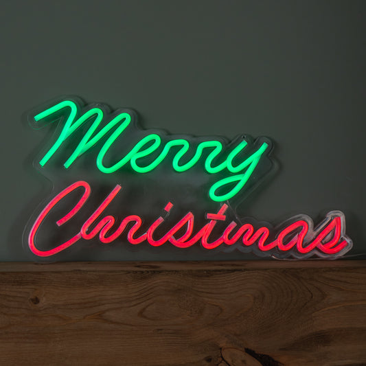 50cm Light up Merry Christmas Neon Flex Sign in Green and Red