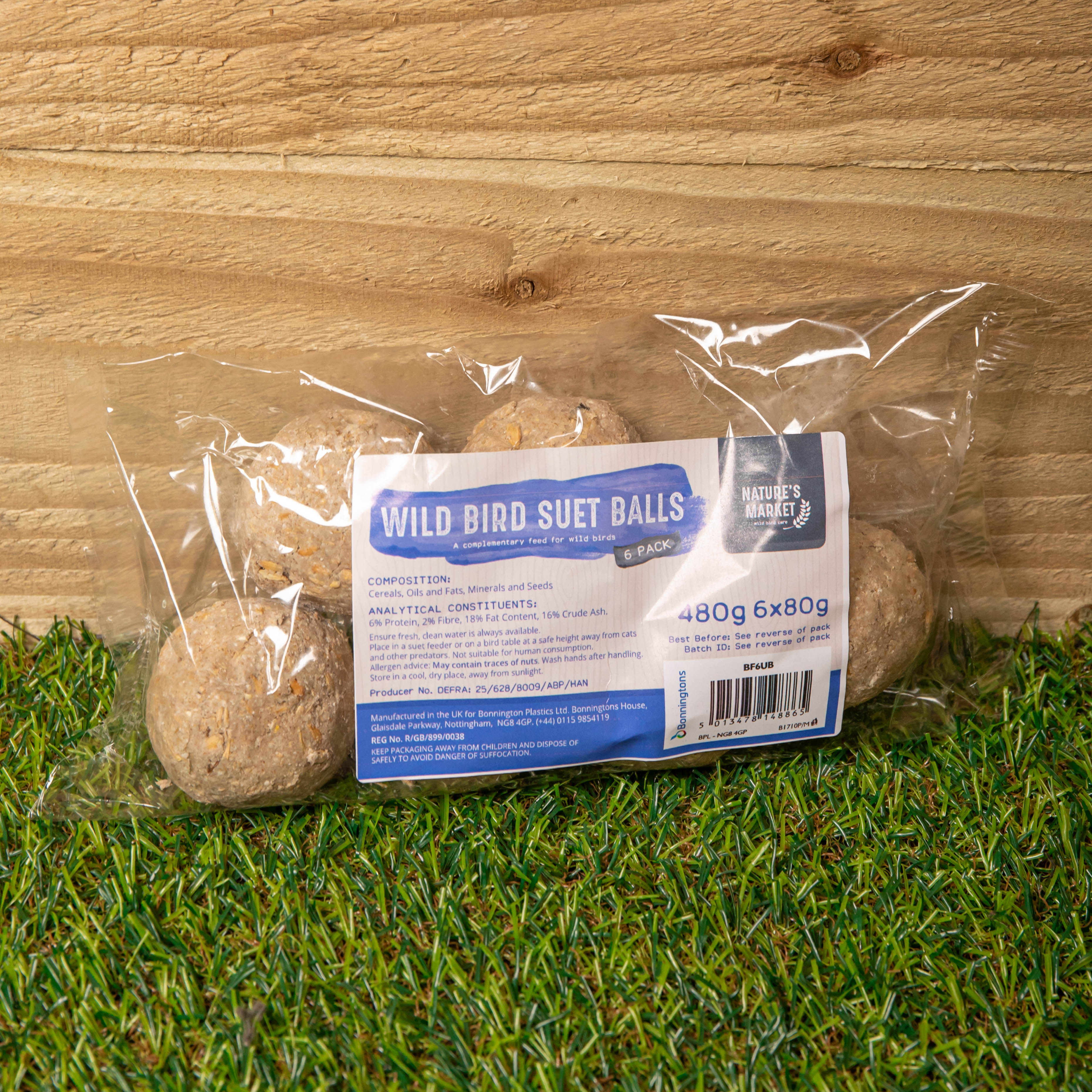 Pack of 6 Bird Wildlife Nutritional Suet Fat Balls 