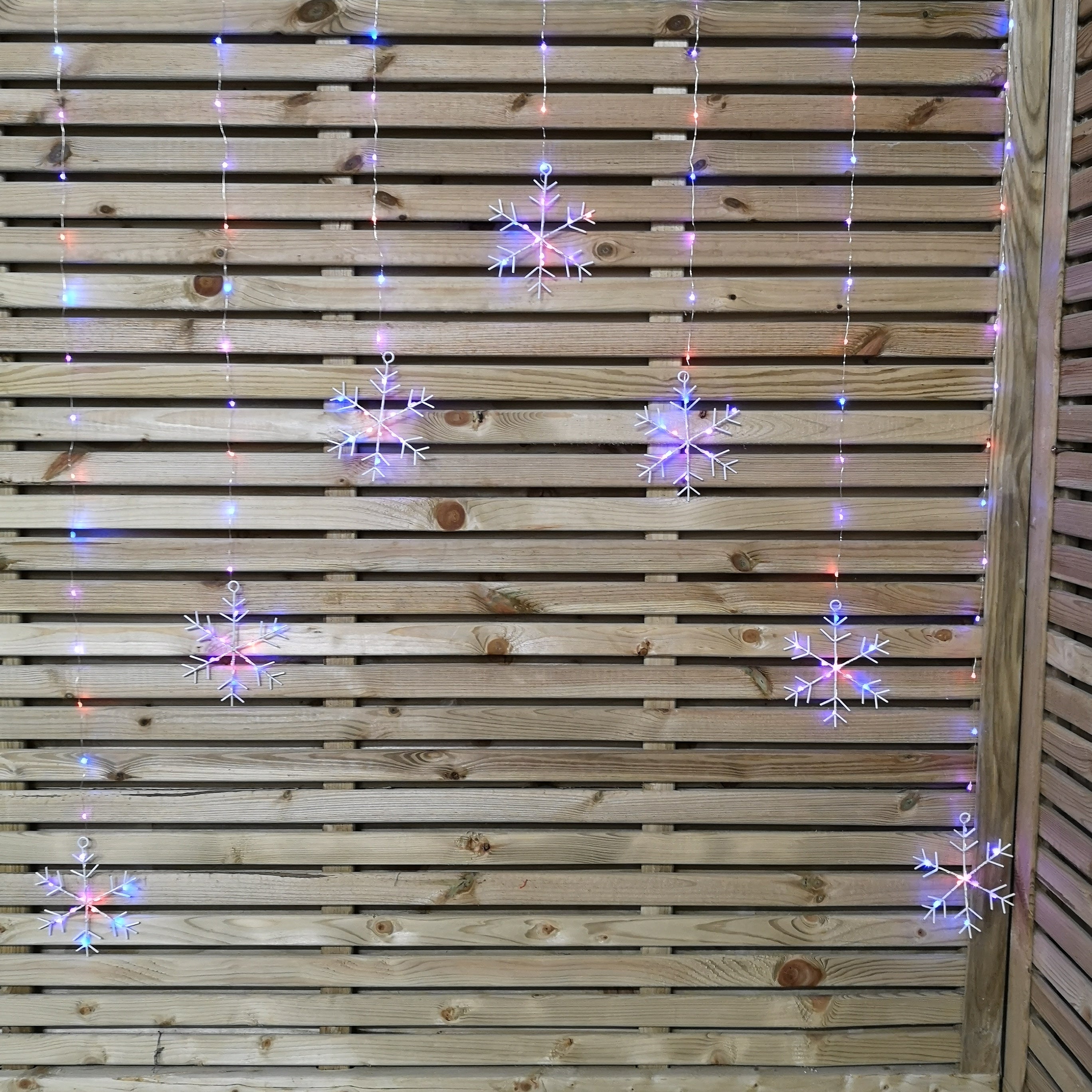 1.2m Battery Operated Snowflake Curtain Christmas Lights with 147 Rainbow LEDs