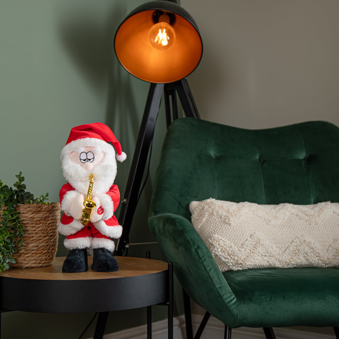 35cm Battery Operated Animated Dancing Santa with Saxophone Christmas Decoration