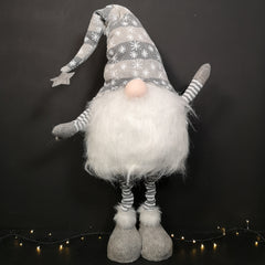 1.2m Standing Haired Christmas Gonk with Extendable Legs in Grey