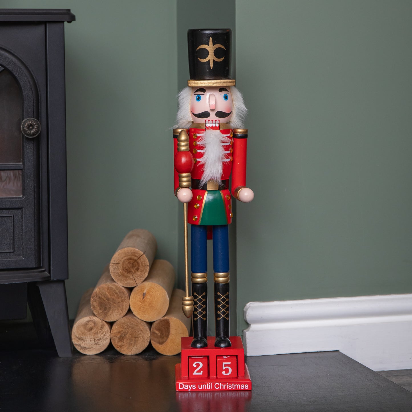 50cm Wooden Nutcracker Soldier Christmas Countdown Decoration