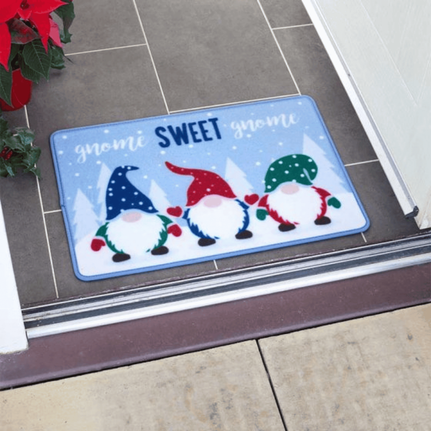 60cm x 40cm Gnome Sweet Gnome Fabric Christmas Doormat