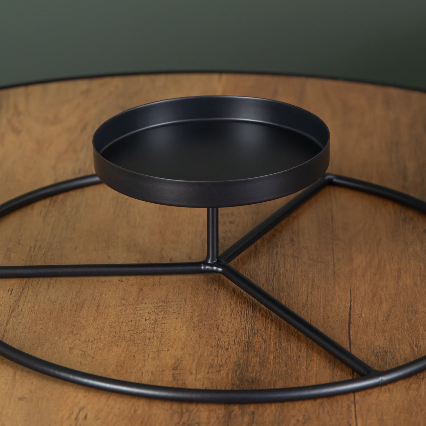 25cm Black Round Metal Pillar Candle Ring Holder