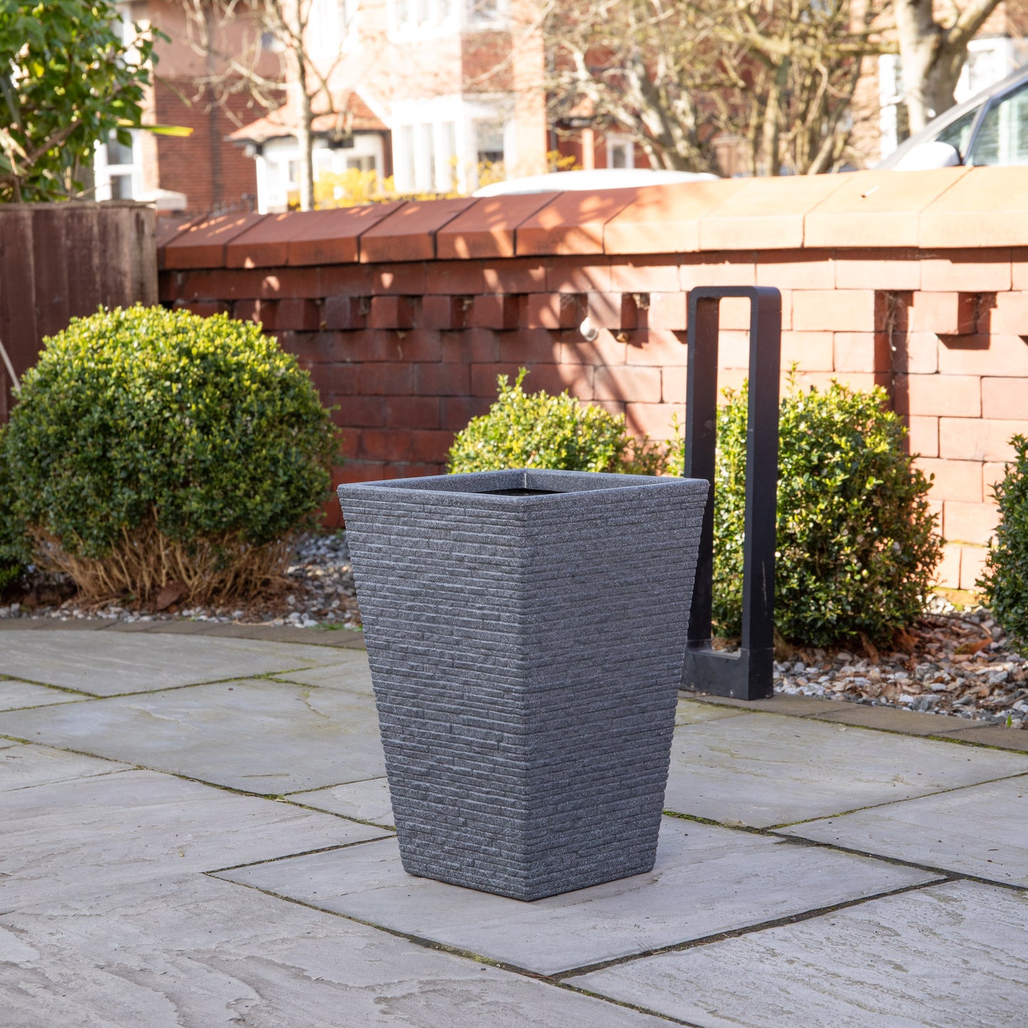 45cm Tall Plastic Ash Grey Slate Effect Garden Patio Trough