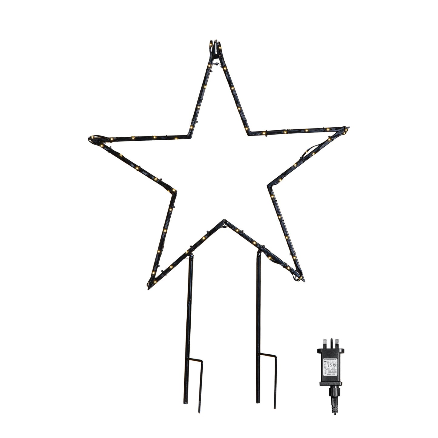 60cm Light up Dewdrop Metal Christmas Star with Garden Stake & Warm White LEDs