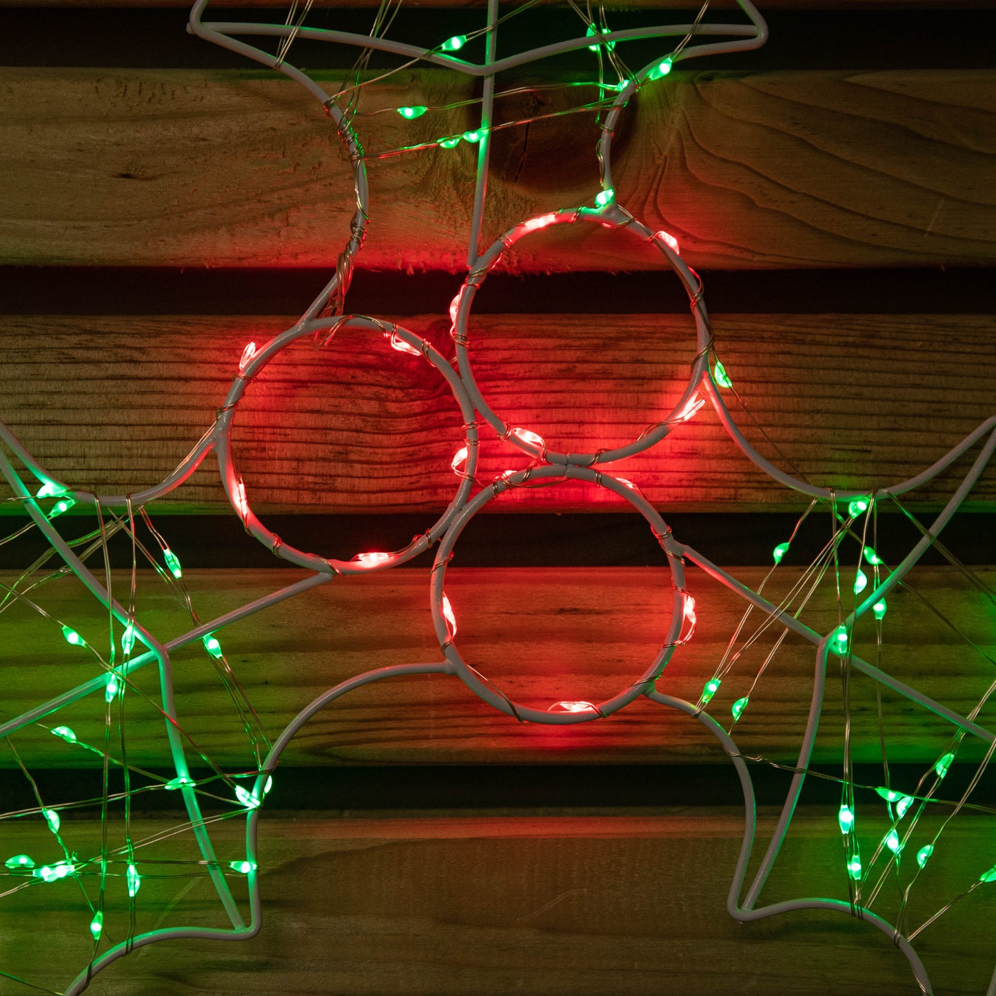 46cm Light up Holly with Berries Christmas Silhouette with Red and Green LEDs