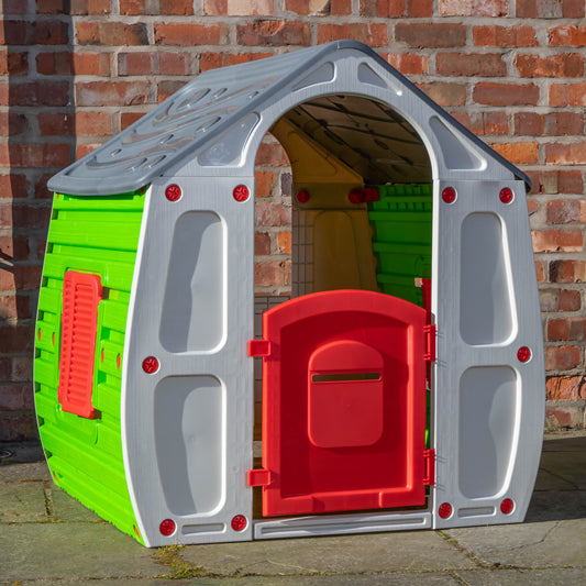 Factory Seconds: 1.09m Grey & Green Kids Indoor Outdoor Plastic Wendy House Magical Playhouse