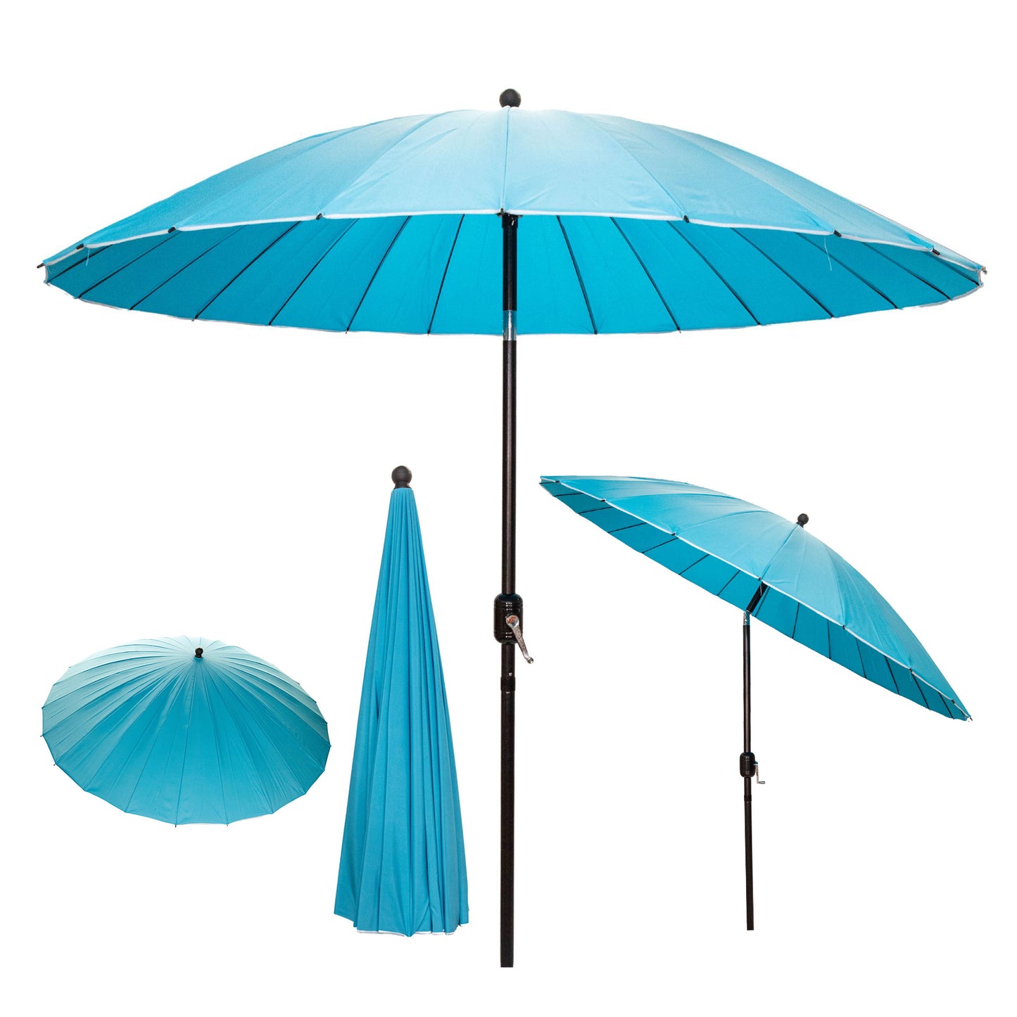 2.6m Aluminium Shanghai Garden Patio Sun Shade Parasol with Crank & Tilt in Turquoise