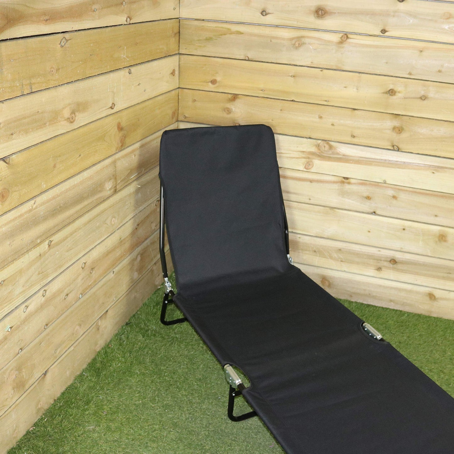 Factory Seconds: Black Outdoor Garden Patio Reclining Oxford Sun Lounger