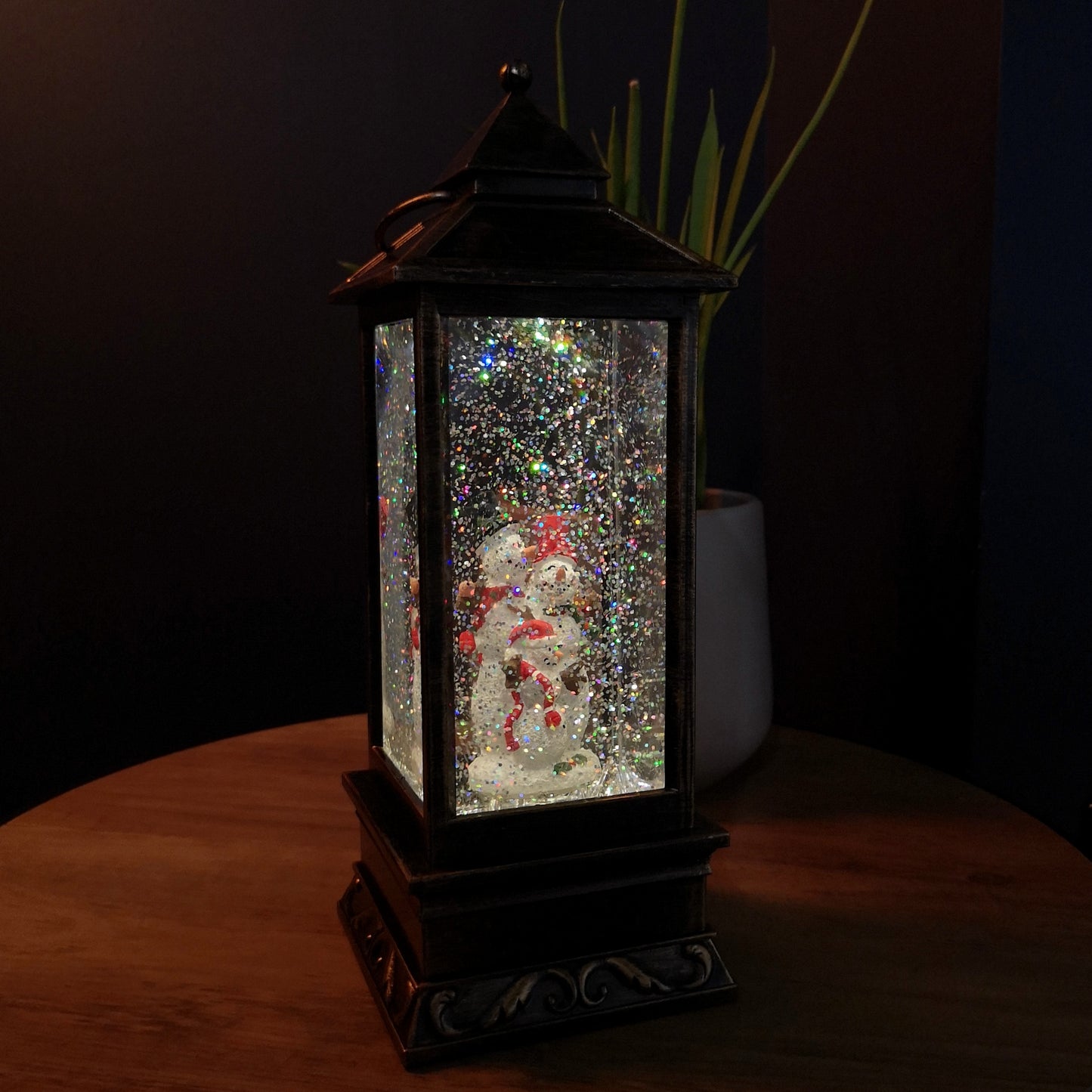 29cm Battery Operated Light up SnowSwirl Snowman Christmas Lantern Decoration