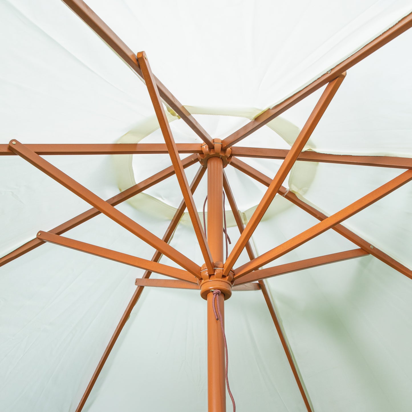 2.7m Outdoor Wooden Garden Parasol Sun Shade with Carry Bag in Cream with 9kg Base Included