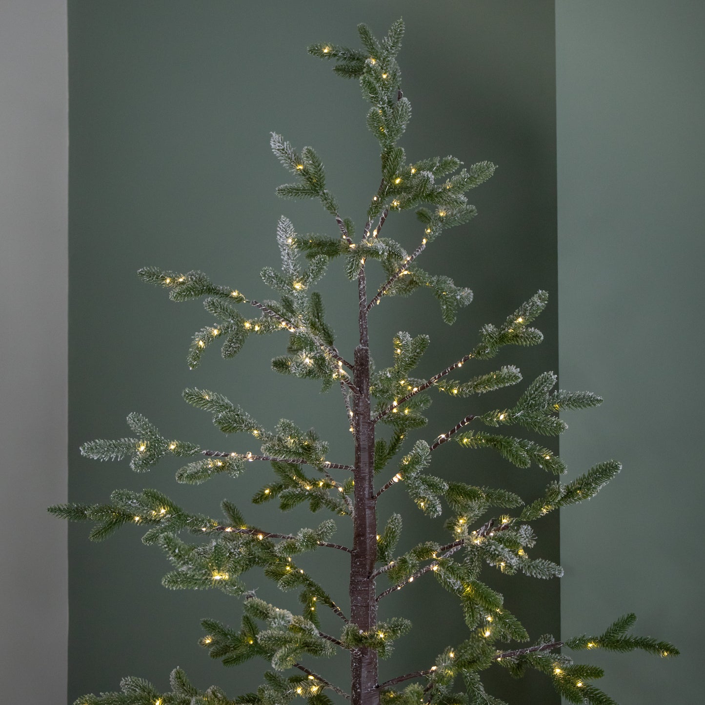 8ft (2.40m) Tall Light up Christmas Snow Tree with 412 Warm White LEDs