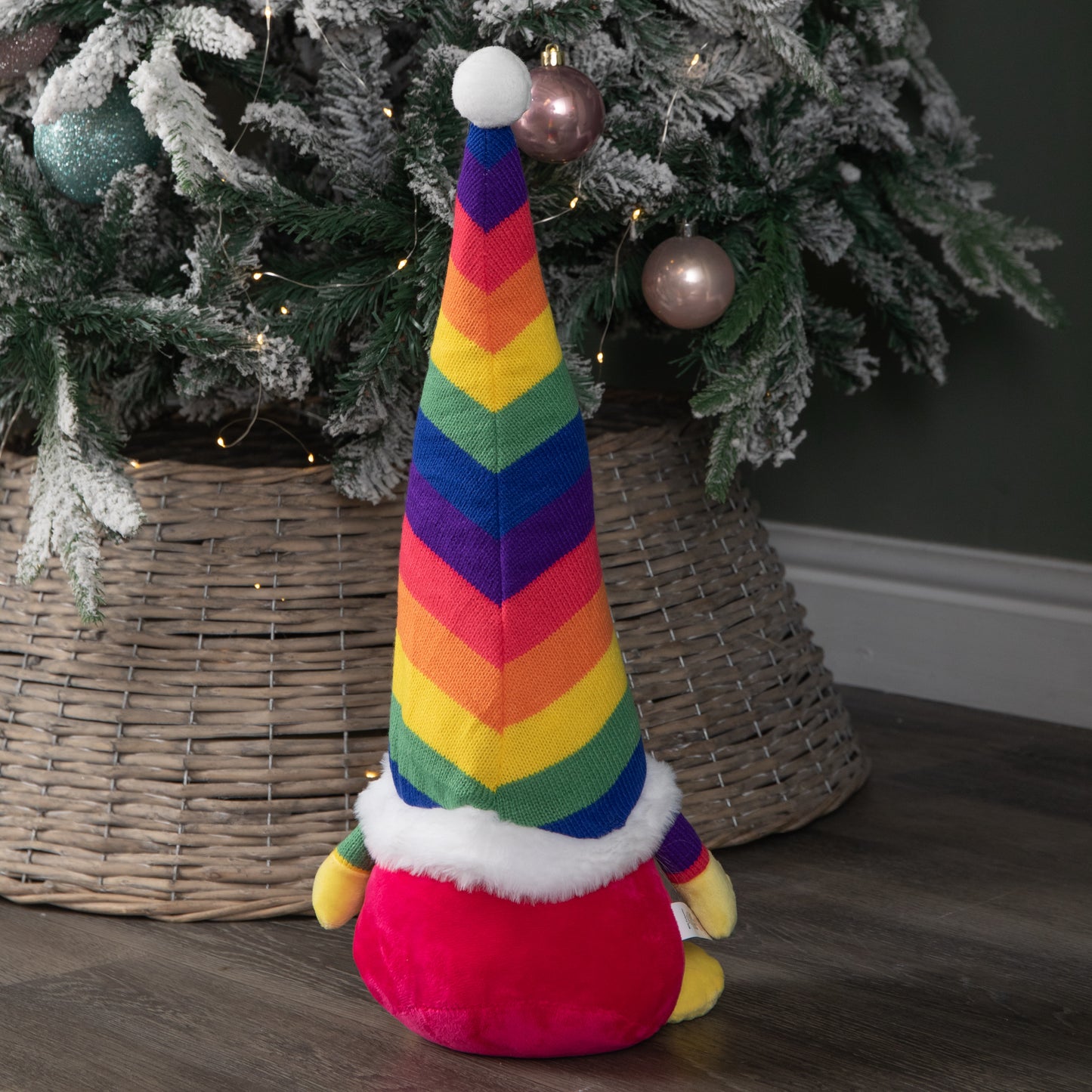 45cm Sitting Plush Christmas Gonk Decoration in Rainbow