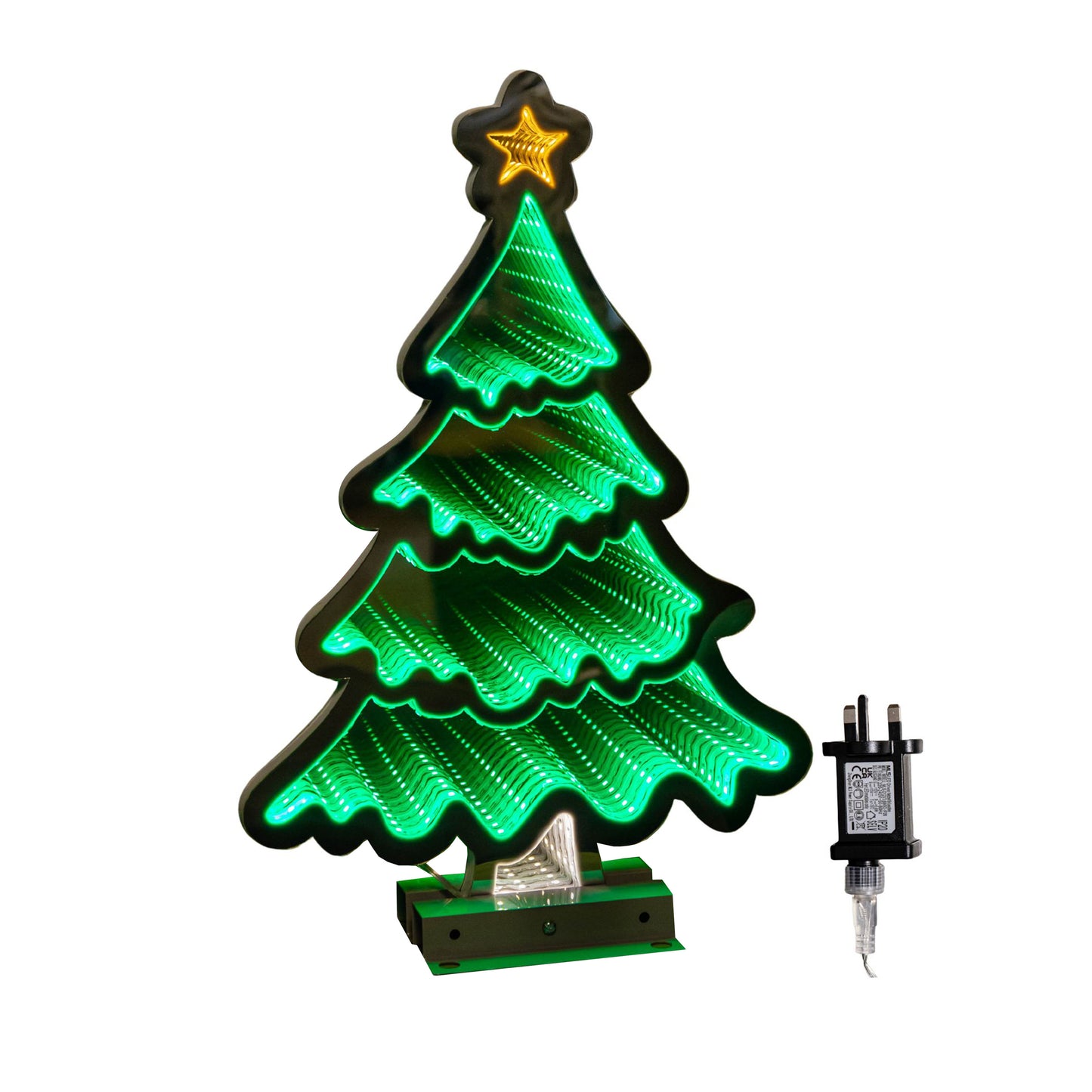 40cm Infinity Standing Christmas Tree with Metal Base and Green LEDs