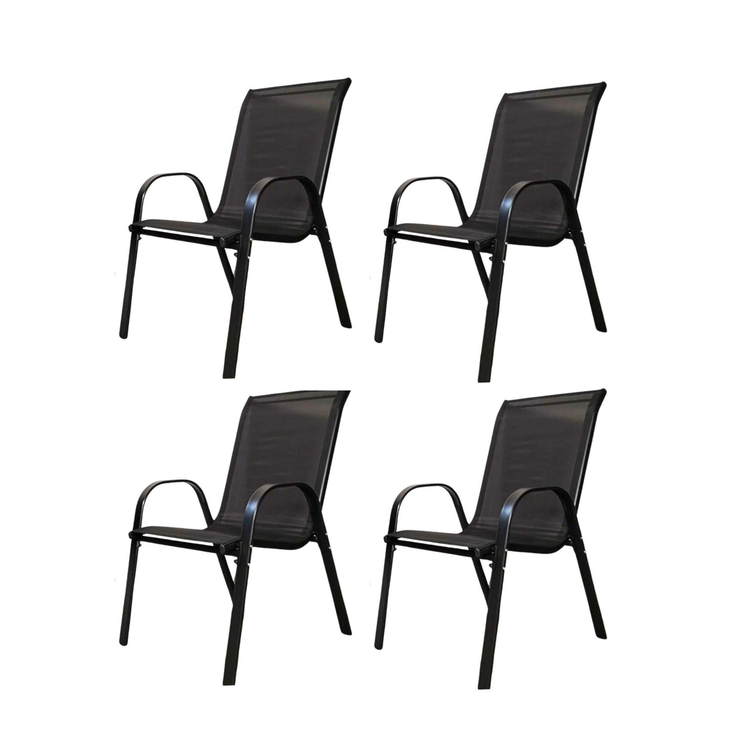 Set of 4 Outdoor Garden Patio Textilene Furniture Chairs in Black