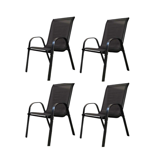 Set of 4 Outdoor Garden Patio Textilene Furniture Chairs in Black