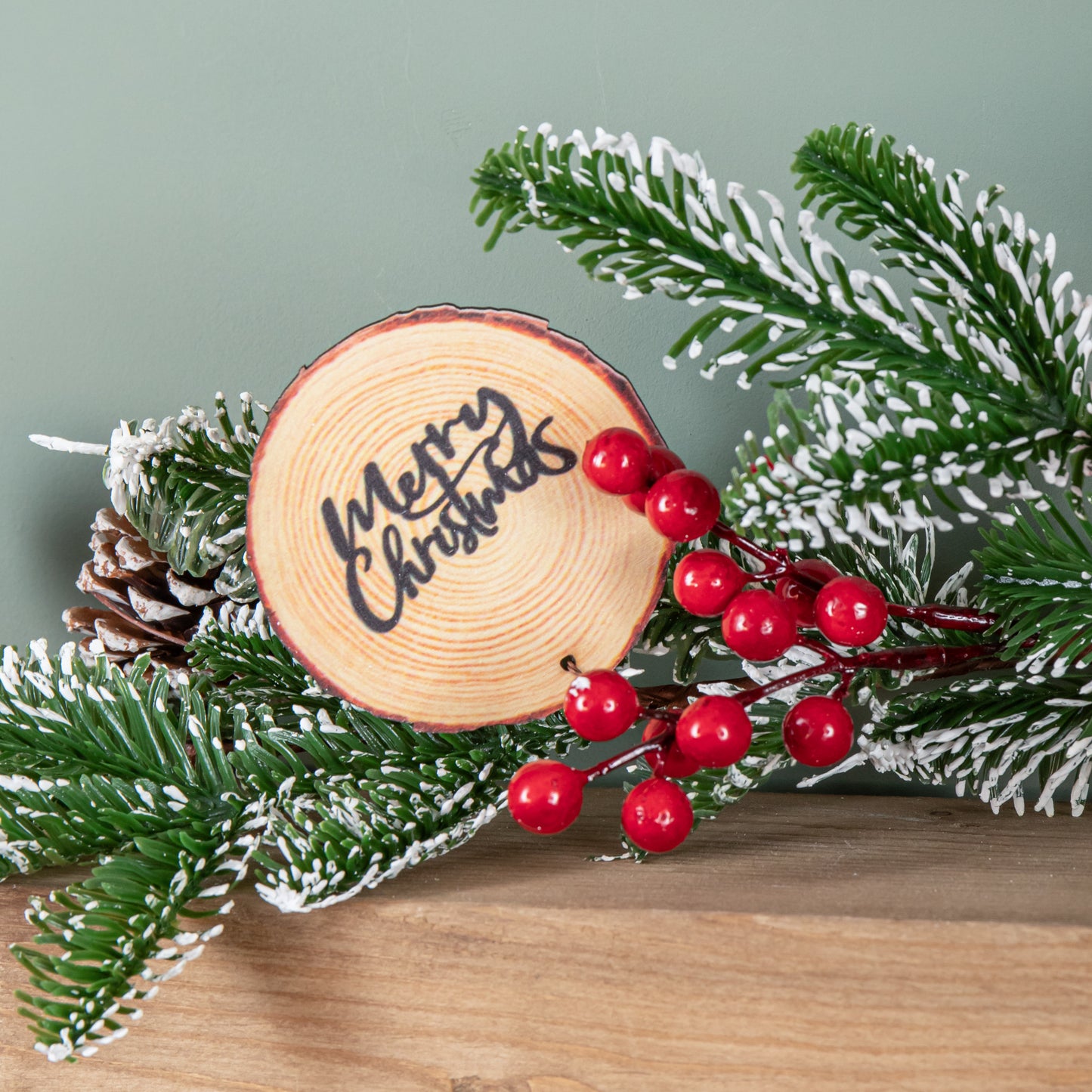 1.9m Christmas Frosted Pinecone Garland with Red Berries and Baubles