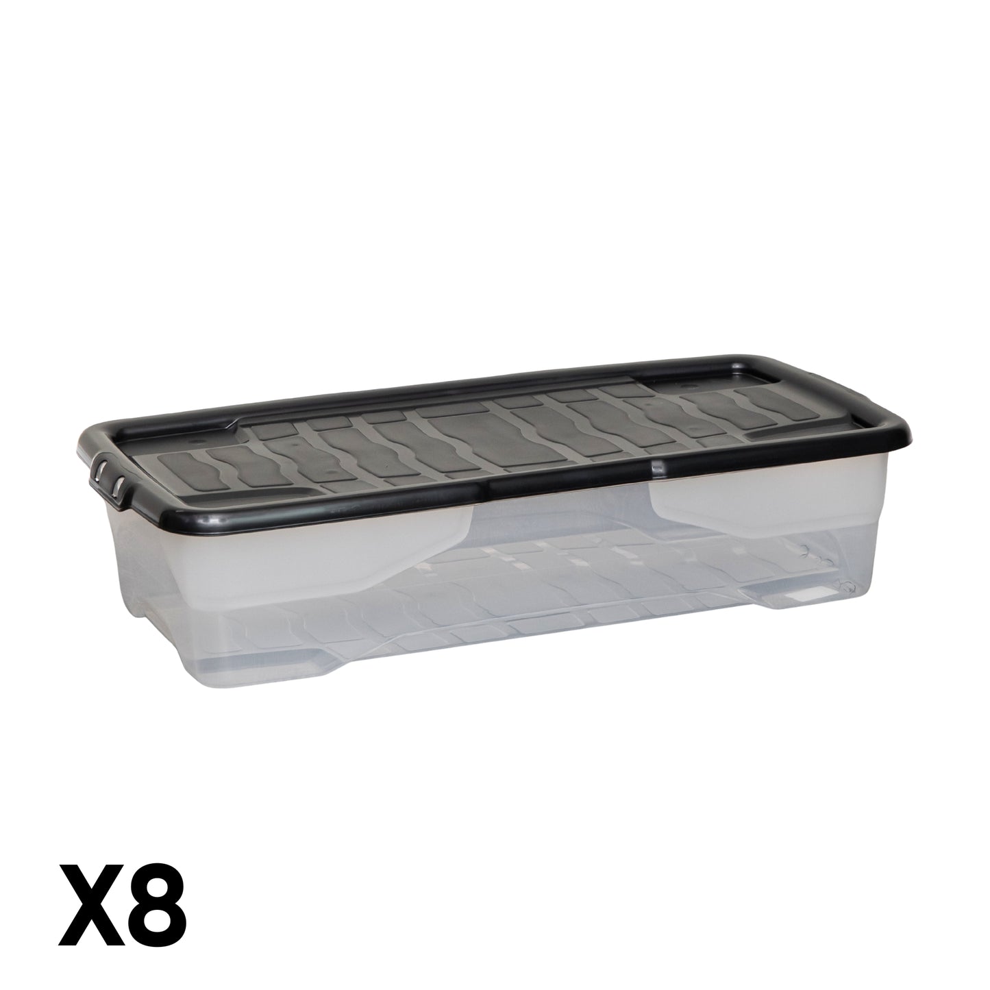 8 Pack of 42L Under Bed Clear Stackable and Nestable Storage Boxes