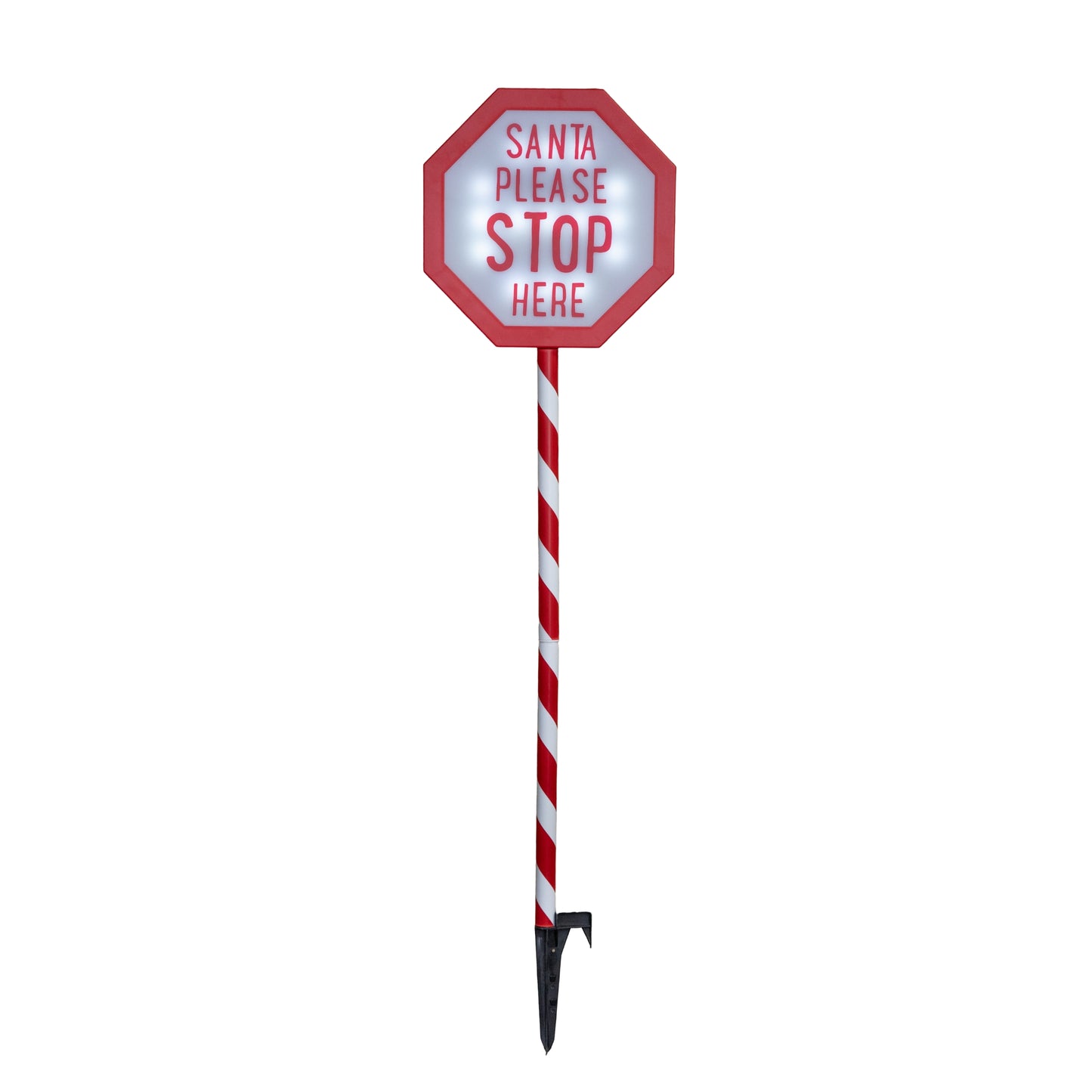 1.1m Battery Operated Light up Christmas Santa Stop Here Sign with LEDs
