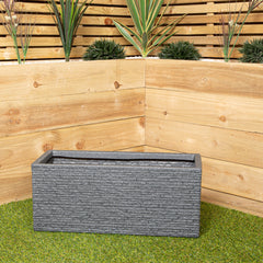 25cm Plastic Ash Grey Slate Effect Garden Patio Trough