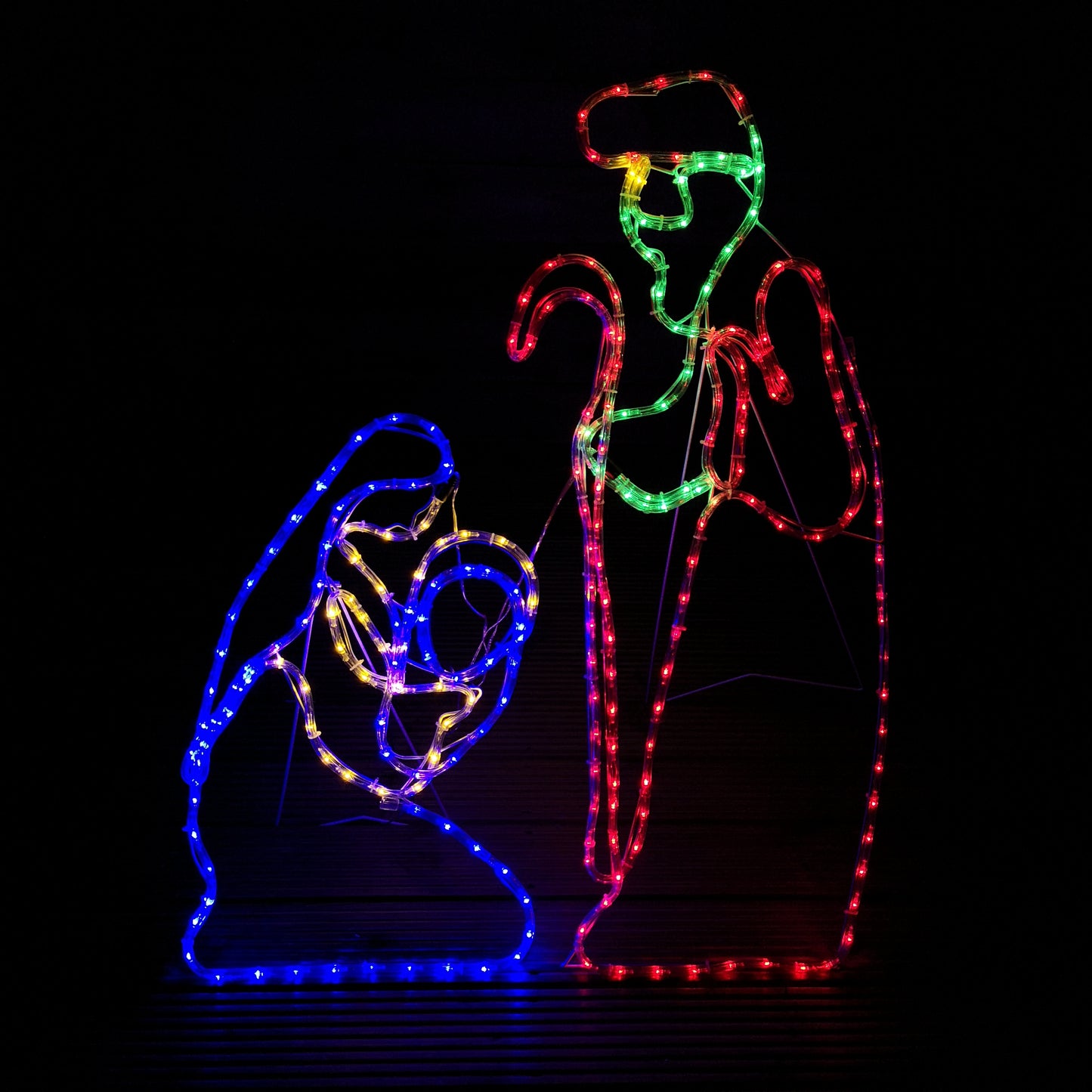 Factory Seconds: 1m Premier Nativity Scene Multicoloured LED Rope Light Silhouette Outdoor Christmas Decoration