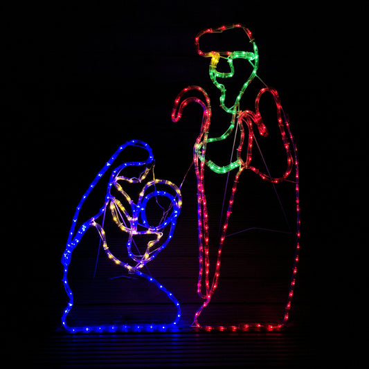 Factory Seconds: 1m Premier Nativity Scene Multicoloured LED Rope Light Silhouette Outdoor Christmas Decoration