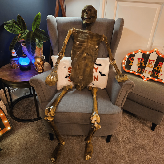 Factory Seconds: 5ft (150cm) Full Body Halloween Mummified Skeleton Decoration with Posable Joints