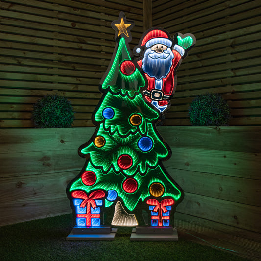 1.2m Light up Christmas Tree with Santa Infinity Decoration with Multi-Coloured LEDs