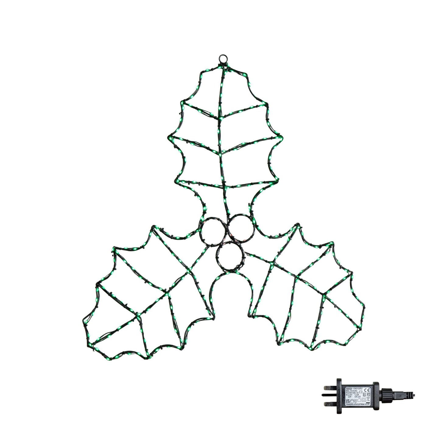 64cm Light up FlexiBrights Christmas Holly and Berries Decoration with 268 Green & Red LEDs