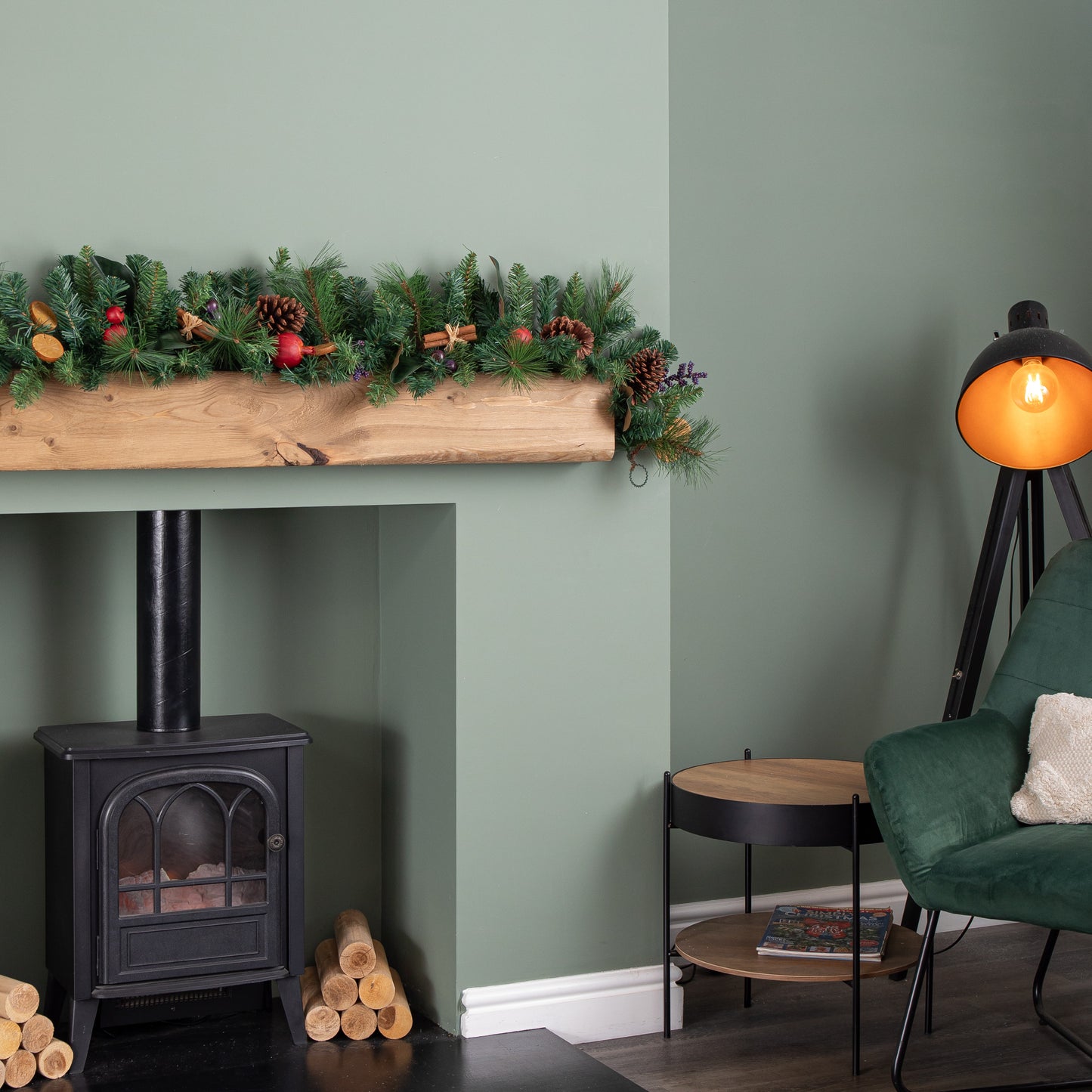 1.8m Festive Spice Christmas Garland with Pinecones and Faux Dried Fruit