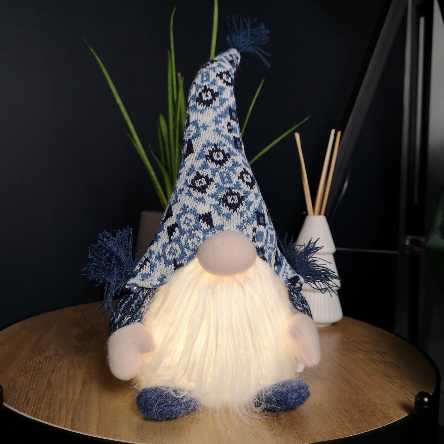 35cm Battery Operated Light up Sitting Christmas Gonk in Light Blue