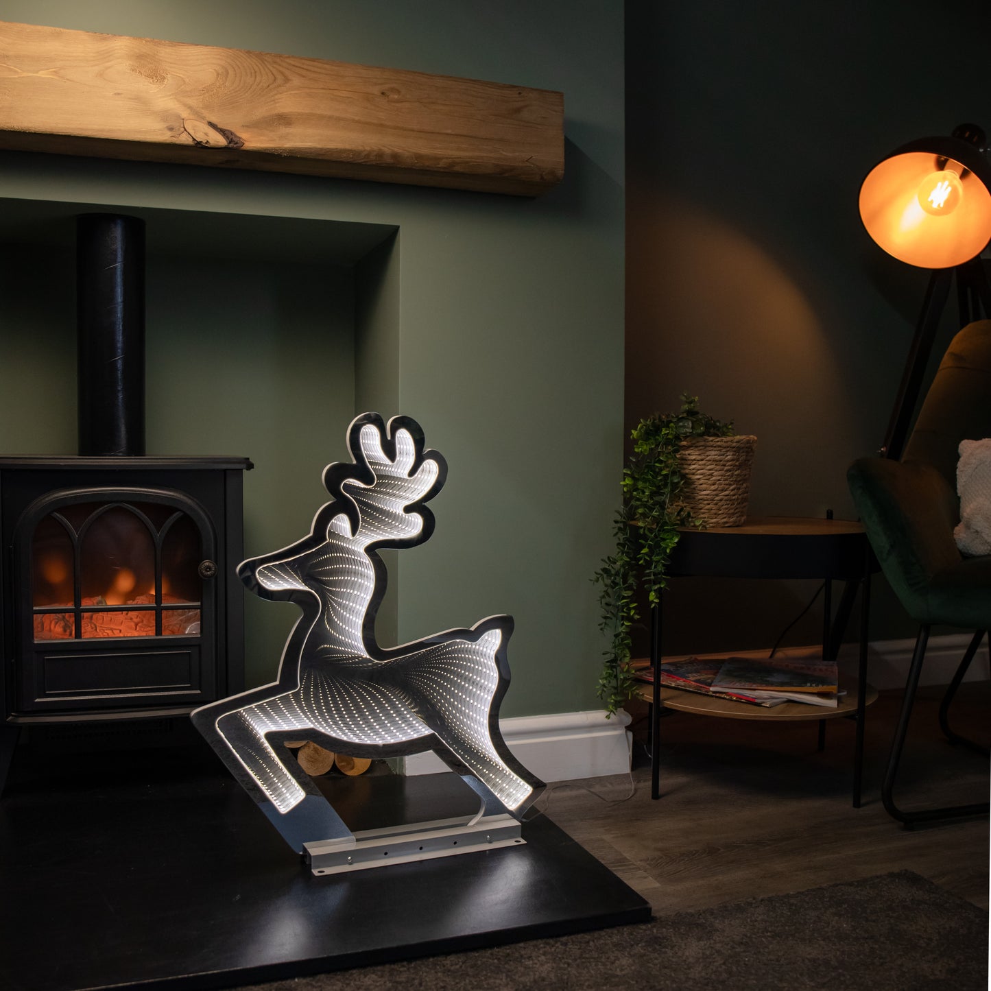 60cm LED Infinity Light Leaping Reindeer