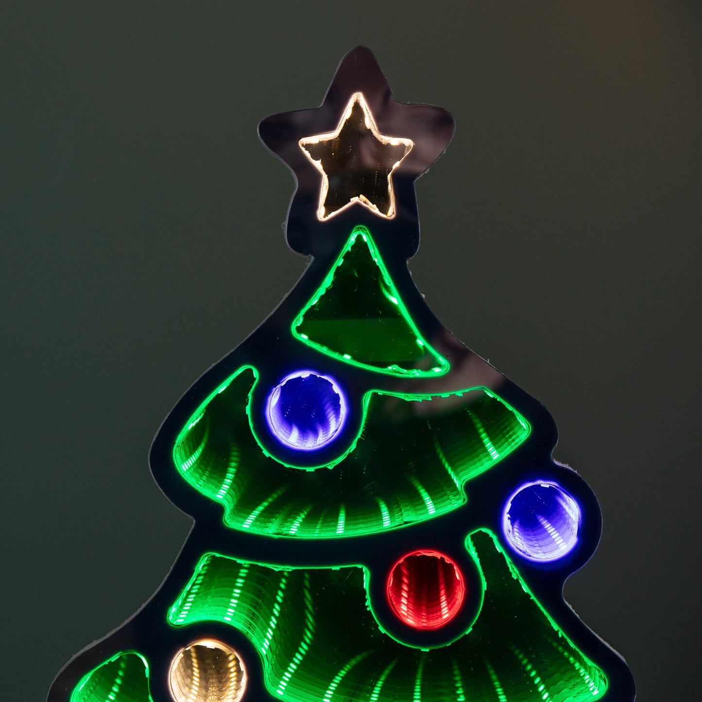 40cm Light up Christmas Tree with Baubles Infinity Light Decoration with Multi-Coloured LEDs