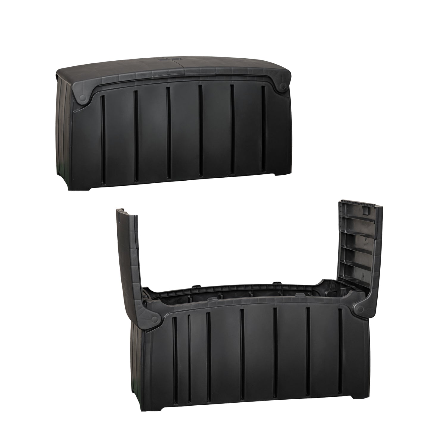 1.15m x 61cm Large Black Garden Storage Box with 300 Litre Capacity with Padlockable Lid