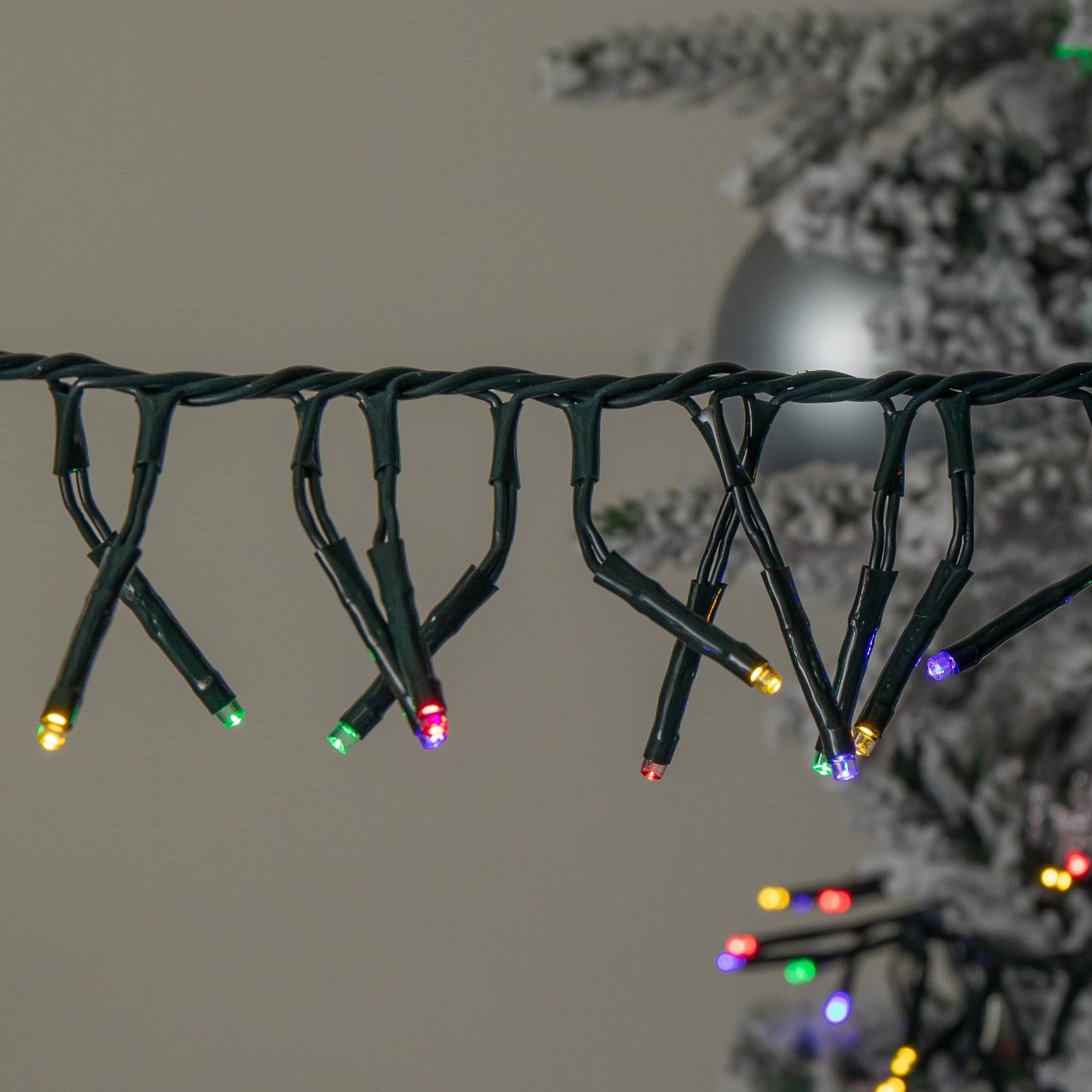 18.5m 1440 LED Christmas Cluster Multi-Action String Lights with Timer in Multi-Coloured