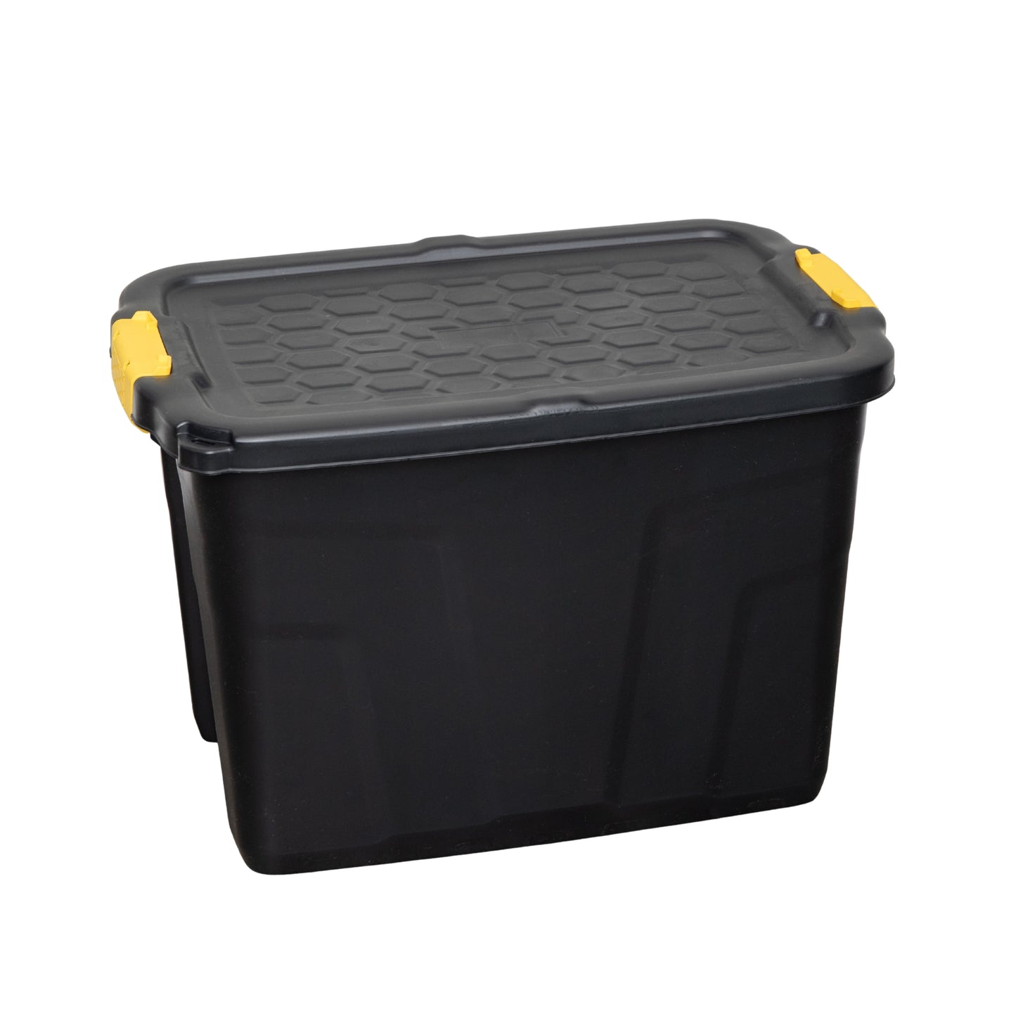 2 x 60L Heavy Duty Lockable & Stackable Storage Tub Chest with Clips in Black
