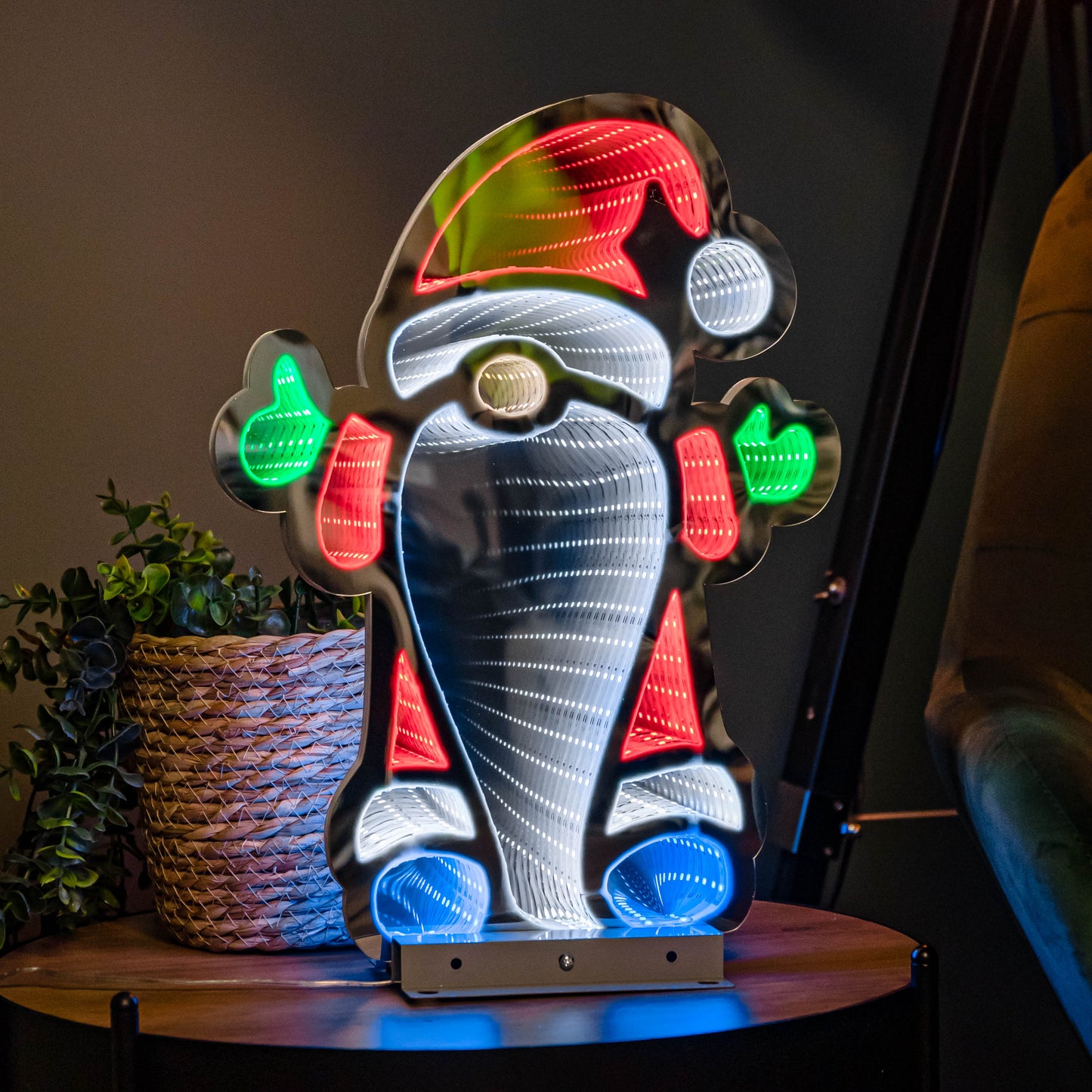 40cm Infinity Christmas Santa with Metal Base and Multi-Coloured LEDs