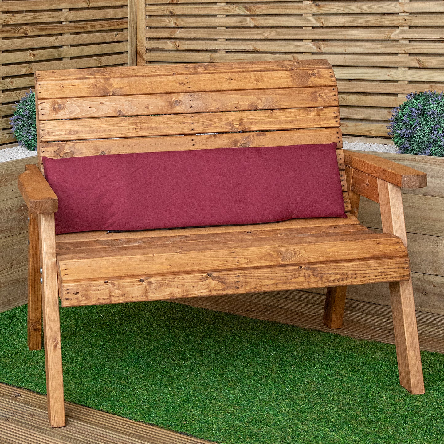 99 x 20 x 5cm Cushion Back for 2 Seater Wooden Garden Bench in Burgundy
