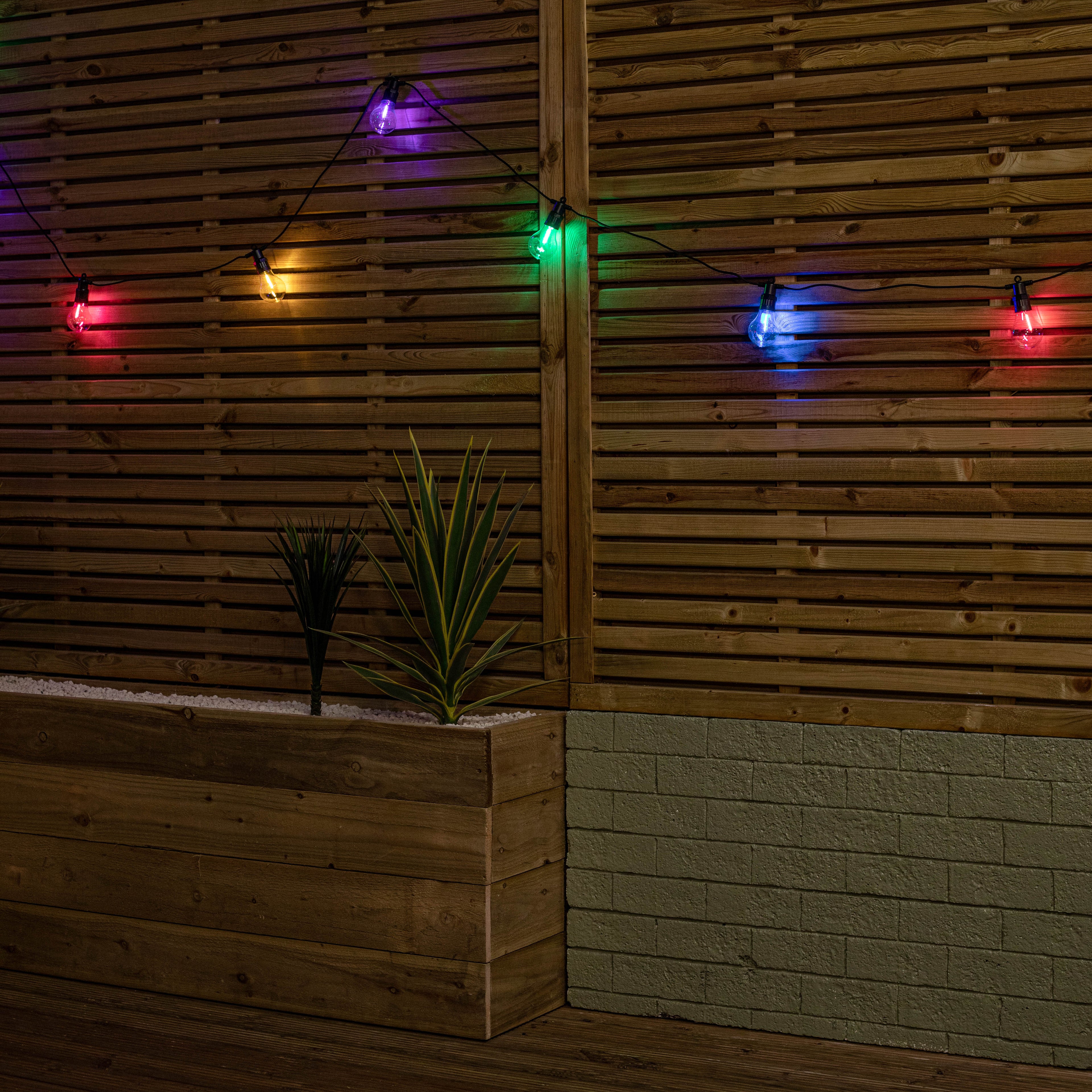 Set of 10 Indoor Outdoor Connectable Festoon Lights with Multi-Coloured LEDs
